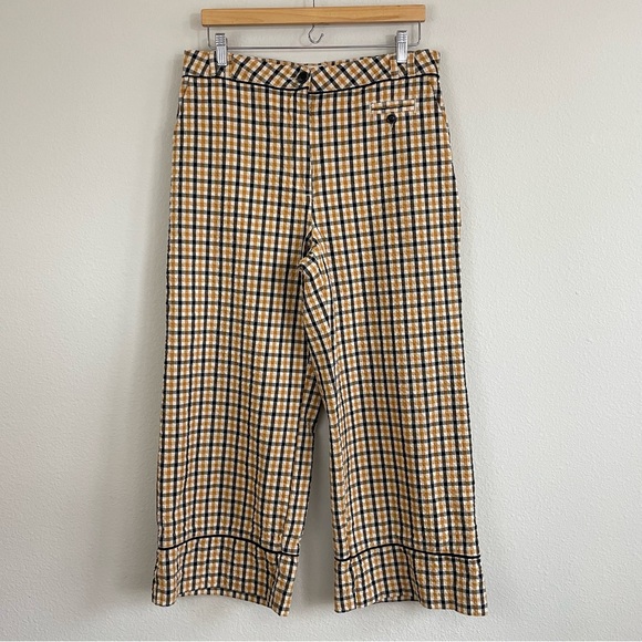 Maeve High-Rise Seersucker Wide Leg Plaid Trousers Size 12 by Anthropologie - Picture 4 of 11